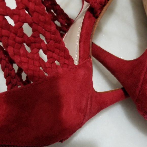 Sandro Red Agate Suede Braid Stiletto Sandals 10 - Picture 10 of 15